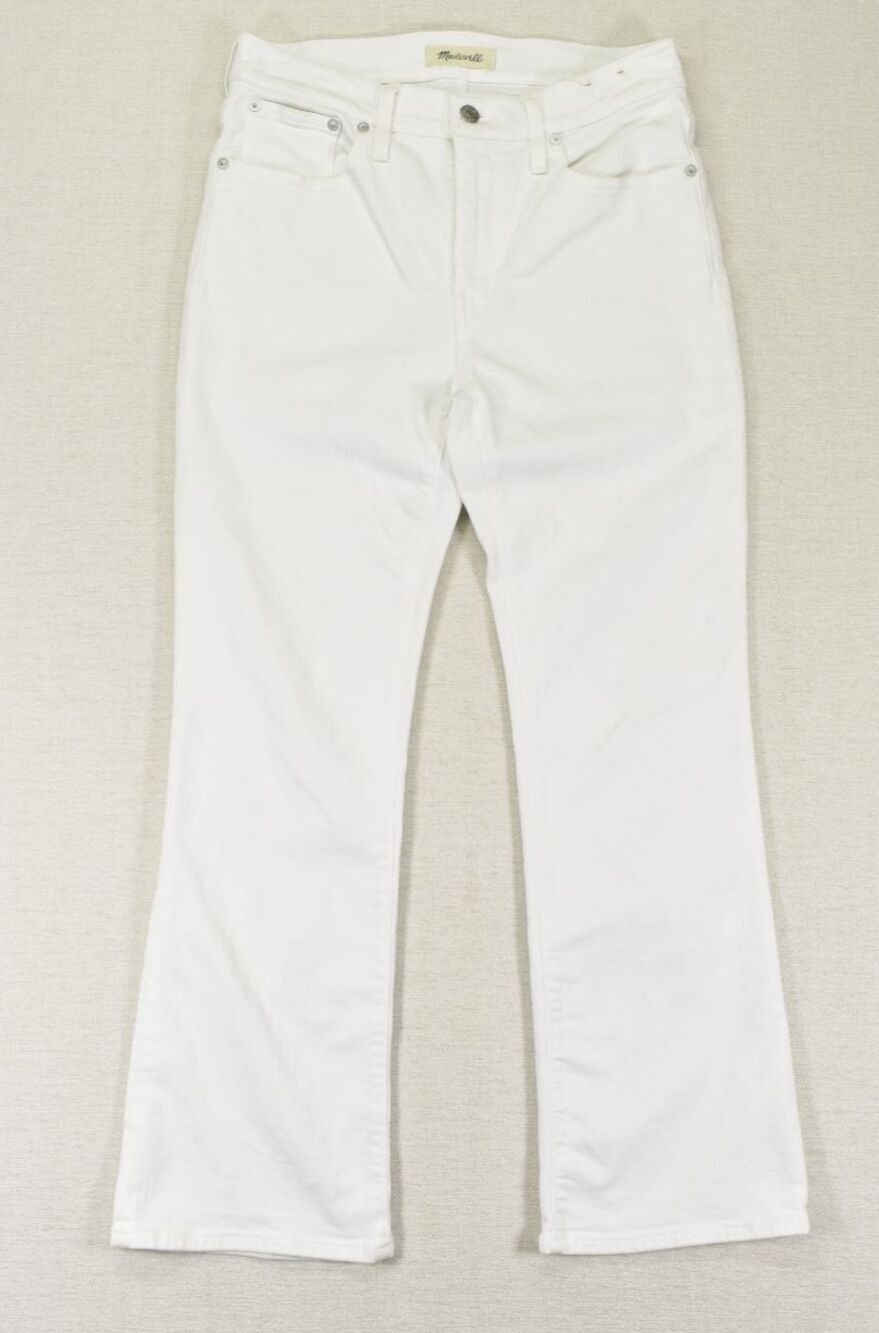 Madewell Mid-Rise Kick Out Jeans Womens 28 White Cropped Flare Denim Pants